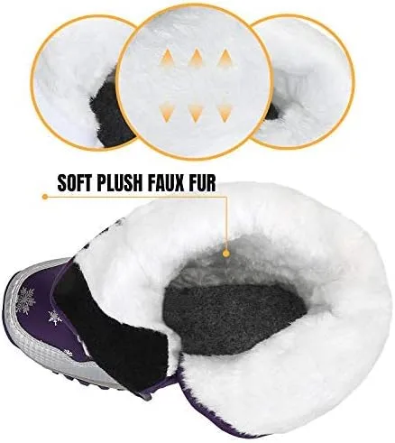 Vista 5 de Mishansha - Botas de nieve para niñas, niños niños pequeños niños grandes invierno, cálidas, impermeables, antideslizantes, anti colisión, corte