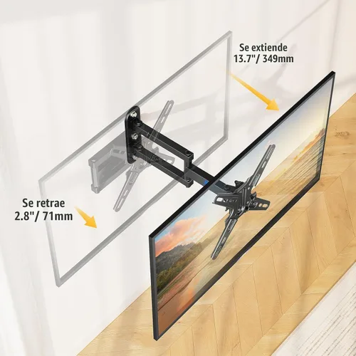 Vista 3 de Mounting Dream Soporte giratorio e inclinable para TV con certificación UL para la mayoría de televisores de 13 a 42 pulgadas, soporte de pared