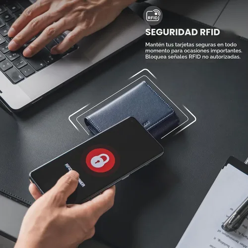Vista 5 de VULKIT Tarjetero de cuero de primera calidad con bloqueo RFID con ventana de identificación, cierre magnético con capacidad para hasta 40 tarjetas