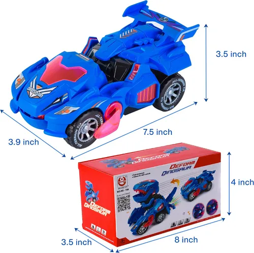 Vista 6 de Hirger Juguete de Coche Dinosaurio Transformable para Niños, Juguetes de Camión Monstruo Auto Transformador con Luz y Sonido para Niños Pequeños