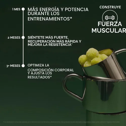 Vista 4 de Gomitas de creatina para mujer, músculo y fuerza, manzana verde agria
