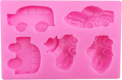 Vista 3 de 2 moldes de silicona con forma de automóvil y automóvil deportivo, moldes para pasteles de grado alimenticio, moldes para hornear pasteles, moldes