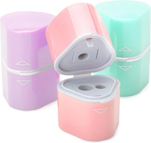 Vista 15 de Mr. Pen - Sacapuntas para lápices de colores, paquete de 3, 3 agujeros, manual de sacapuntas Sacapuntas de mano, caja de basura grande, compatible