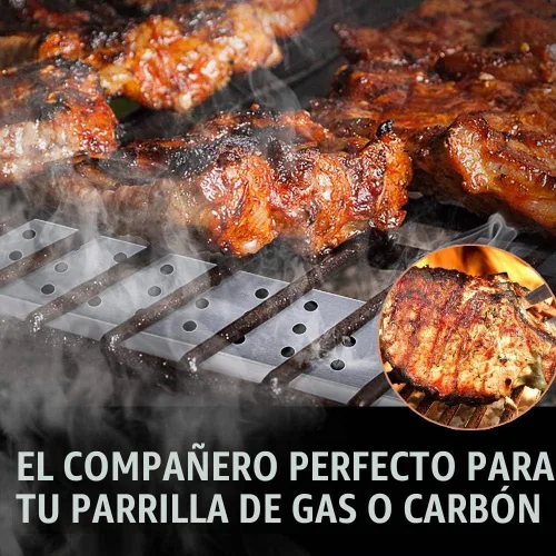 Vista 6 de Caja para ahumar barbacoa de acero inoxidable para asar a gas, funciona con astillas de madera, accesorios para parrilla y ahumador, caja
