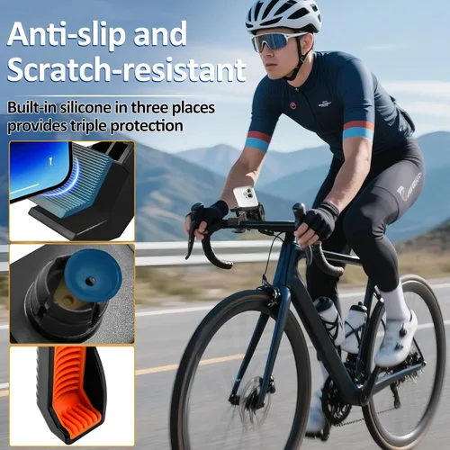 Vista 11 de Wonwood_direct Soporte para teléfono de bicicleta, soporte de teléfono para motocicleta, abrazadera de teléfono celular para manillar, soporte