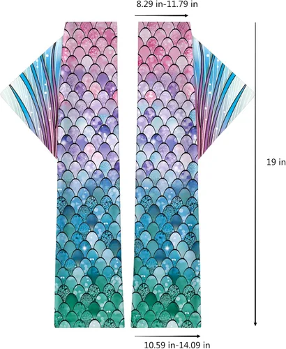 Vista 5 de color cosplayer Mermaid Gloves Fish Scales Arm Sleeves Sequin Gloves Fish Scale Fingerless Gloves with Fins