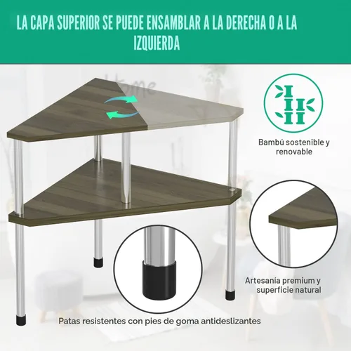 Vista 7 de Weenson Organizador de Mostrador de Baño Estante de Esquina - Organizador de Baño de 2 Niveles Organización de Baño Estante de Bambú para Lavabo