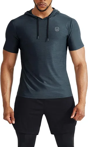 Vista 4 de NELEUS Camisa deportiva Dry Fit Performance con capucha para hombre