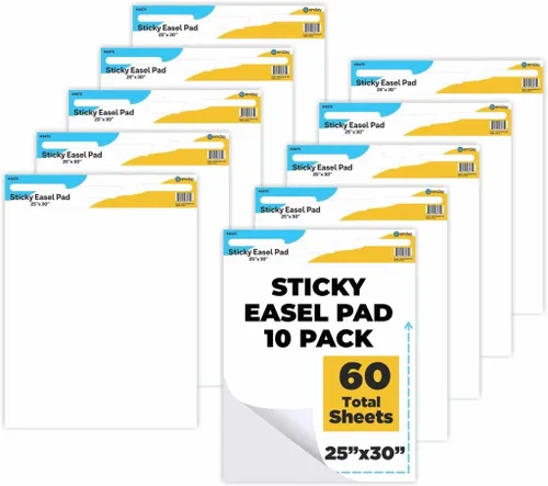 Vista 9 de Enday Anchor Chart Paper 25"x 30" (2 Pack) - Sticky Easel Pad Chart Paper for Teachers, Flip Chart Paper, 25 in x 30 in Easel Paper, Large White
