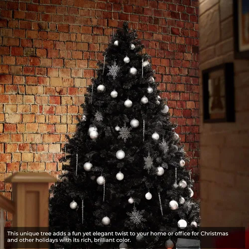 Vista 6 de Árbol de Navidad artificial Casafield de abeto negro de 6 pies con soporte de metal resistente