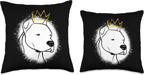 Vista 3 de Miller Sye Dogo Argentino - Almohada con corona, 16 x 16, multicolor