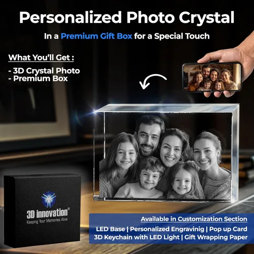 Vista 3 de 3D innovation Foto de cristal 3D, regalos conmemorativos personalizados para mamá, papá, esposa, hombres, mascotas, imagen de vidrio personalizada