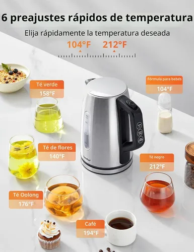 Vista 8 de COMFEE' Hervidor Eléctrico de Acero Inoxidable, Control de Temperatura con 6 Ajustes Preestablecidos, Mantenimiento de Calor por 1 Hora, Hervidor