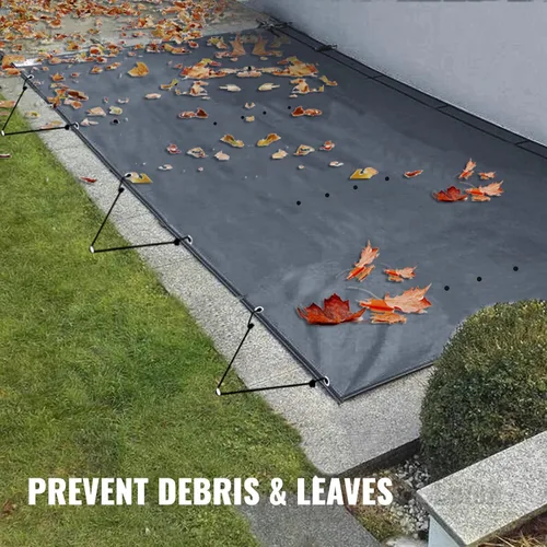 Vista 6 de VEVOR Cubierta rectangular para piscina de 12 x 20 pies, toldo de invierno de PVC color carbón, impermeable y repelente de suciedad