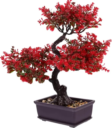 Vista 11 de EXCEART Árbol bonsái artificial, plantas de plástico, adorno bonsái para decoración de boda, árbol bonsái de imitación verde