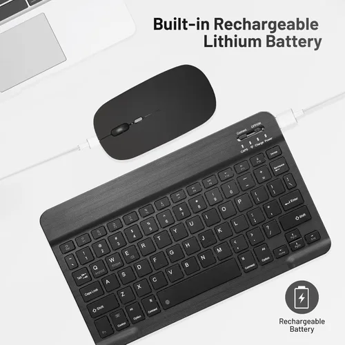 Vista 7 de Teclado Bluetooth Ultradelgado Portátil Mini Inalámbrico Recargable para Apple iPad iPhone Samsung Tablet Teléfono Smartphone iOS Android Windows