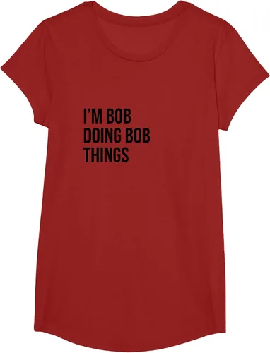 Vista 74 de Camiseta con texto en inglés "I'm Bob Doing Bob Things" Asfalto