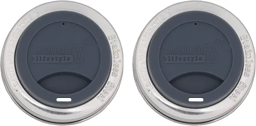 Vista 22 de Tapa de silicona para beber con banda de acero inoxidable para tarros Mason (Americana multicolor, boca regular)