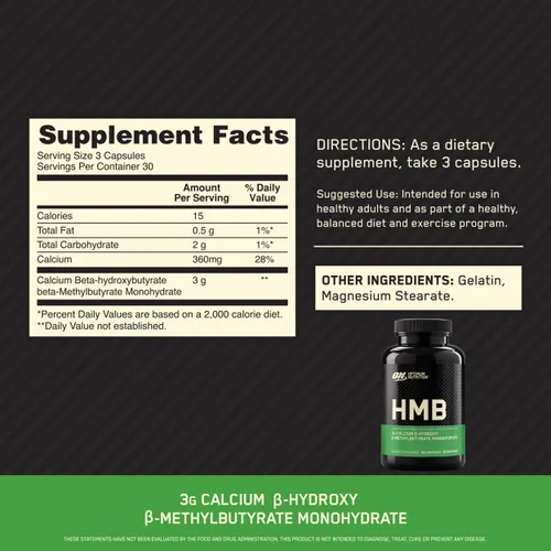 Vista 3 de Optimum Nutrition Monohidrato de creatina sin sabor 100 cápsulas incluidas con Optimum Nutirtion HMB 90 Cápsulas