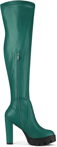 Vista 7 de Allegra K Botas altas de tacón grueso sobre la rodilla para mujer