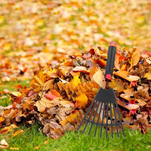 Vista 3 de HANABASS Rastrillo pequeño para jardinería con agujero para colgar, herramienta de jardín, rastrillo de jardín para hojas en jardines y patios