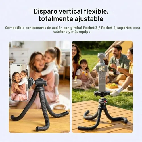 Vista 5 de NEEWER Trípode para cámara con control remoto, mini trípode flexible para teléfono con adaptador de montaje de cámara de acción, soporte oculto