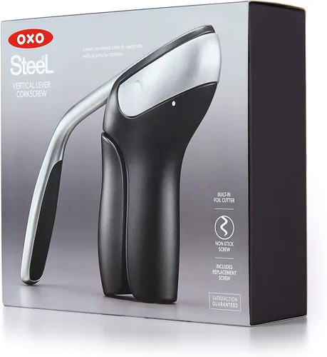Vista 9 de OXO Sacacorchos de Palanca Vertical de Acero con Cortador de Papel de Aluminio Extraíble