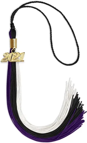 Vista 163 de Endea - Borla de graduación de triple color con gota de fecha dorada (negro/dorado/granate, 2020)