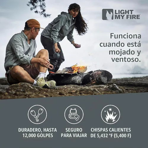 Vista 3 de Light My Fire Flint Fire Starter Ferro Rod Herramienta de supervivencia Ejército - Equipo de bushcraft de acero al fuego - Kit de inicio de fuego