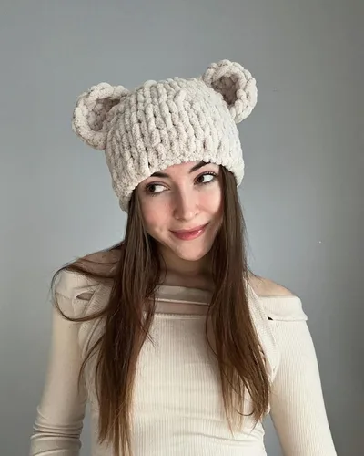 Vista 2 de Máscara de esquí de punto con diseño de ganchillo, máscara facial con diseño de conejo divertido en 3D, para Año Nuevo, clima frío o fiesta