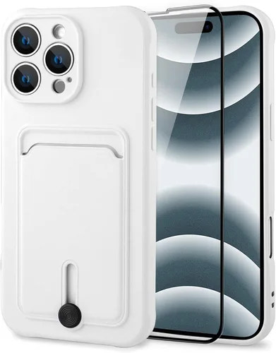 Vista 19 de MZELQ Cartera de TPU Compatible con Funda iPhone 12, Portarjetas Protección de Cámara Cubierta + Protector de Pantalla, Ranura Empujable para Niñas