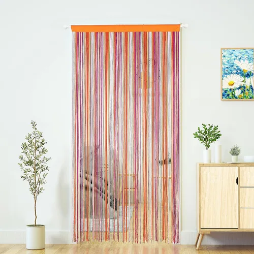 Vista 19 de YaoYue Cortina de hilos para umbral, cortinas de puerta, divisor de ambientes con flecos estilo boho hippie para colgar en patio, dormitorio