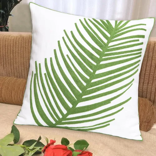 Vista 2 de 1 funda de cojín de algodón con diseño geométrico bordado, funda de cojín cuadrada a rayas, para exteriores, para sofá, sala de estar y cama, de 18