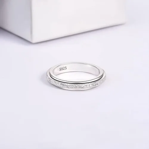 Vista 5 de Teioa Anillos giratorios de plata de ley antiansiedad, anillos para aliviar el aburrimiento, TDAH, autismo, anillos para mujeres y hombres
