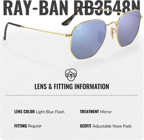 Vista 85 de Ray-Ban RB3548N Lentes planas hexagonales, gafas de sol cuadradas y redondas con kit oficial de gafas