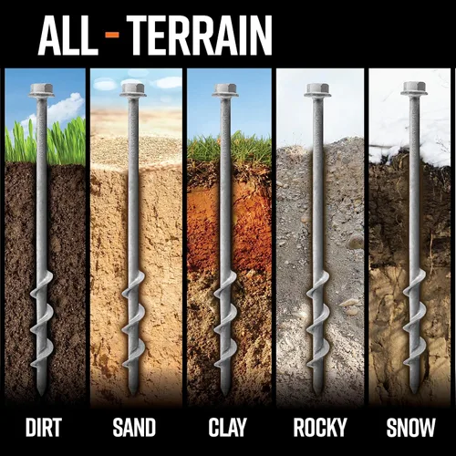 Vista 8 de GROUNDGRABBA Estaca atornillada para suelo normal a duro Tornillos de tierra de anclaje de tierra impulsados por taladro de primera calidad 2