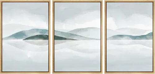 Vista 45 de NWT Juego de Arte de Pared de Lienzo Enmarcado Bosque Blanco y Negro Reflejo de Lago Paisaje Naturaleza Vida Silvestre Arte de Fotografía Rústico