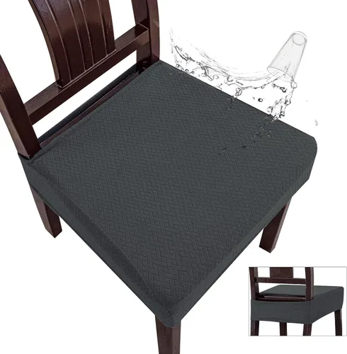 Vista 9 de Genina Fundas de asiento impermeables para sillas de comedor (2 unidades, con abertura trasera, beige)