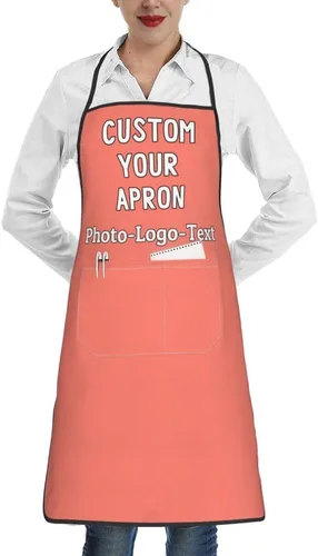 Vista 38 de Delantales personalizados para adultos, delantal personalizado con logotipo de foto, delantal impermeable con 2 bolsillos