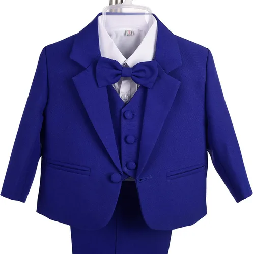 Vista 4 de Lito Angels Trajes formales de esmoquin para bebé, trajes de bautizo de boda, conjunto de 5 piezas sin cola 022