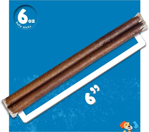 Vista 5 de Jack&Pup Palitos masticables de 6 pulgadas, masticables para perros de un solo ingrediente de larga duración (6 onzas, 5-7 palos) para perros
