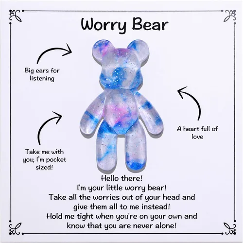 Vista 13 de Aesnefe Abrazo de oso de bolsillo, recuerdo para aliviar la ansiedad, regalo de aliento para la salud mental, ficha de apoyo emocional, regalo