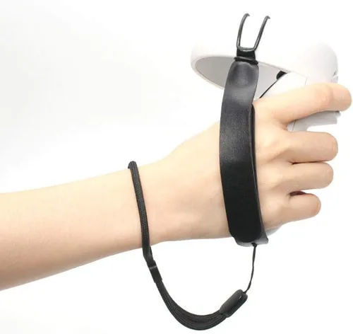 Vista 2 de Correas para nudillos con correas de muñeca compatibles con Oculus Quest 2 VR Anti-caída Accesorios de agarre de mano