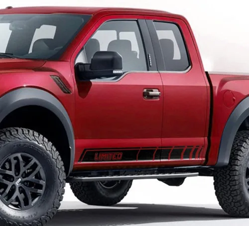 Vista 5 de Adhesivos Offroad Stripe Kit Limited Graphics Rocker Panel Calcomanías compatibles con Ford F150 2015-Presente (negro brillante)