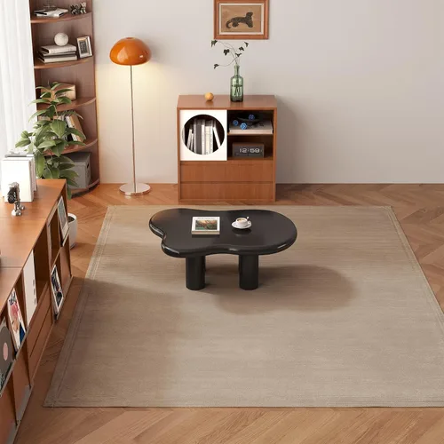 Vista 10 de Guyii Mesa de centro de nube de 35.43 pulgadas, mesa de centro negra para sala de estar, mesa de té irregular para interiores, mesa auxiliar moderna