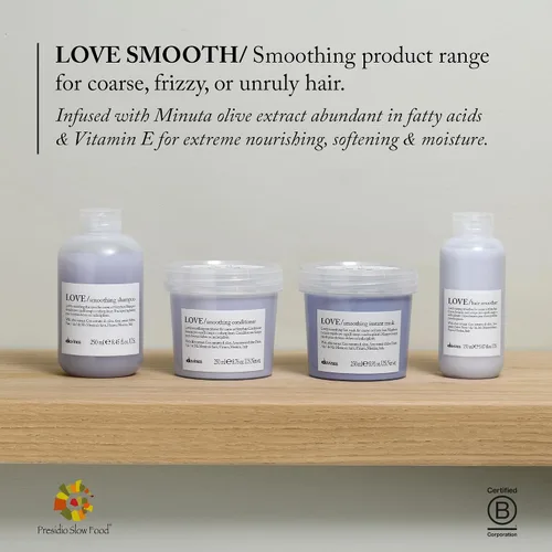 Vista 4 de Davines LOVE - Máscara instantánea suavizante, acción antiencrespamiento de acción rápida para cabello ondulado, rebelde y grueso, suaviza