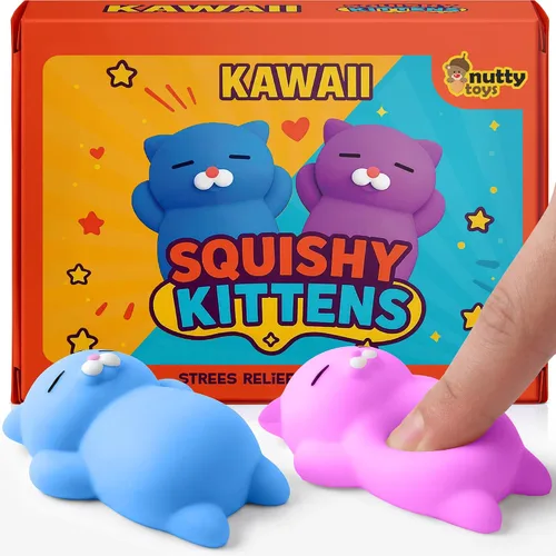 Vista 9 de Nutty Toys Juego de Gatos Suaves - Gatitos Kawaii de Silicona Suave de 2", Juguete Principal para Alivio del Estrés 2025 Regalos Únicos
