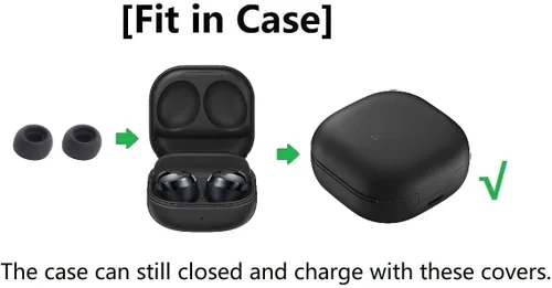 Vista 3 de JNSA Reemplazo de silicona para auriculares Galaxy Buds Pro, S/M/L 3 tamaños 3 pares, cabe en la funda, auriculares geles para oídos, color negro