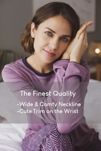 Vista 3 de Conjunto de pijama de algodón Pima increíblemente suave para mujer - El conjunto de manga larga