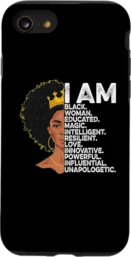 Vista 13 de Funda para iPhone 15 con texto en inglés "I Am Black Woman Educated Black History Month Black Girl